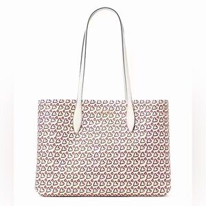 Kate Spade Hearts Large All Day Red Pink Fancy Heart Print Large Tote Bag ❤️♠️